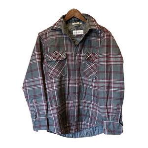 Vintage Windbreaker Men's Quilt Lined Grey Plaid Flannel Shirt Jacket Shacket S